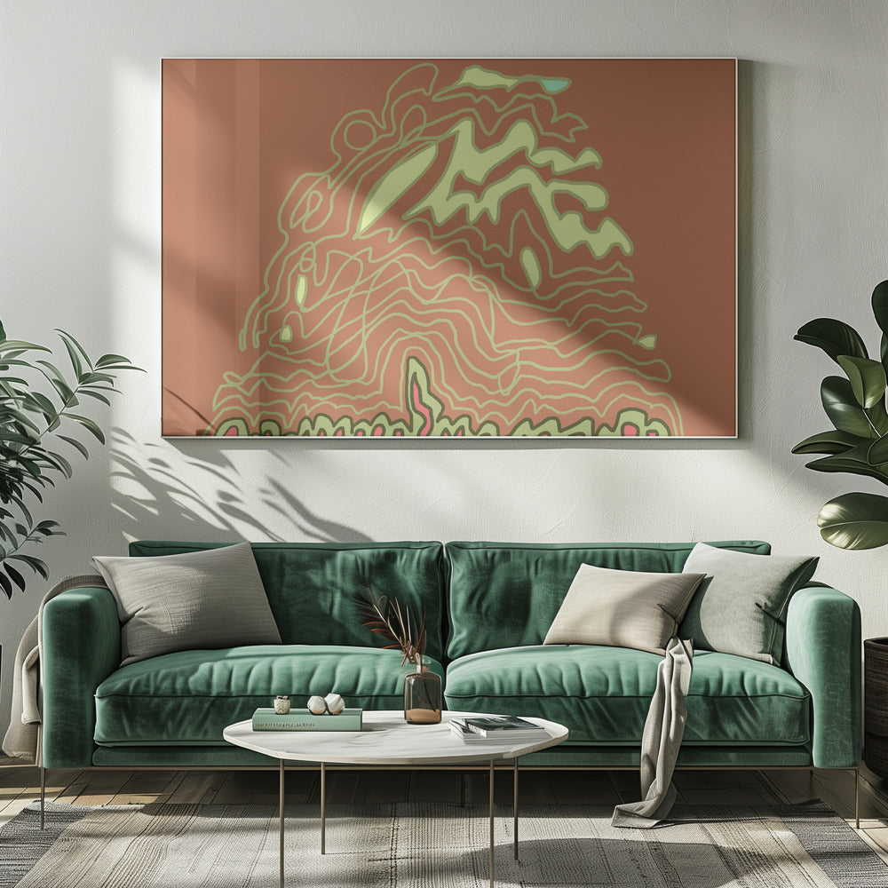 Strichzeichnung Rostbraun | Leinwand