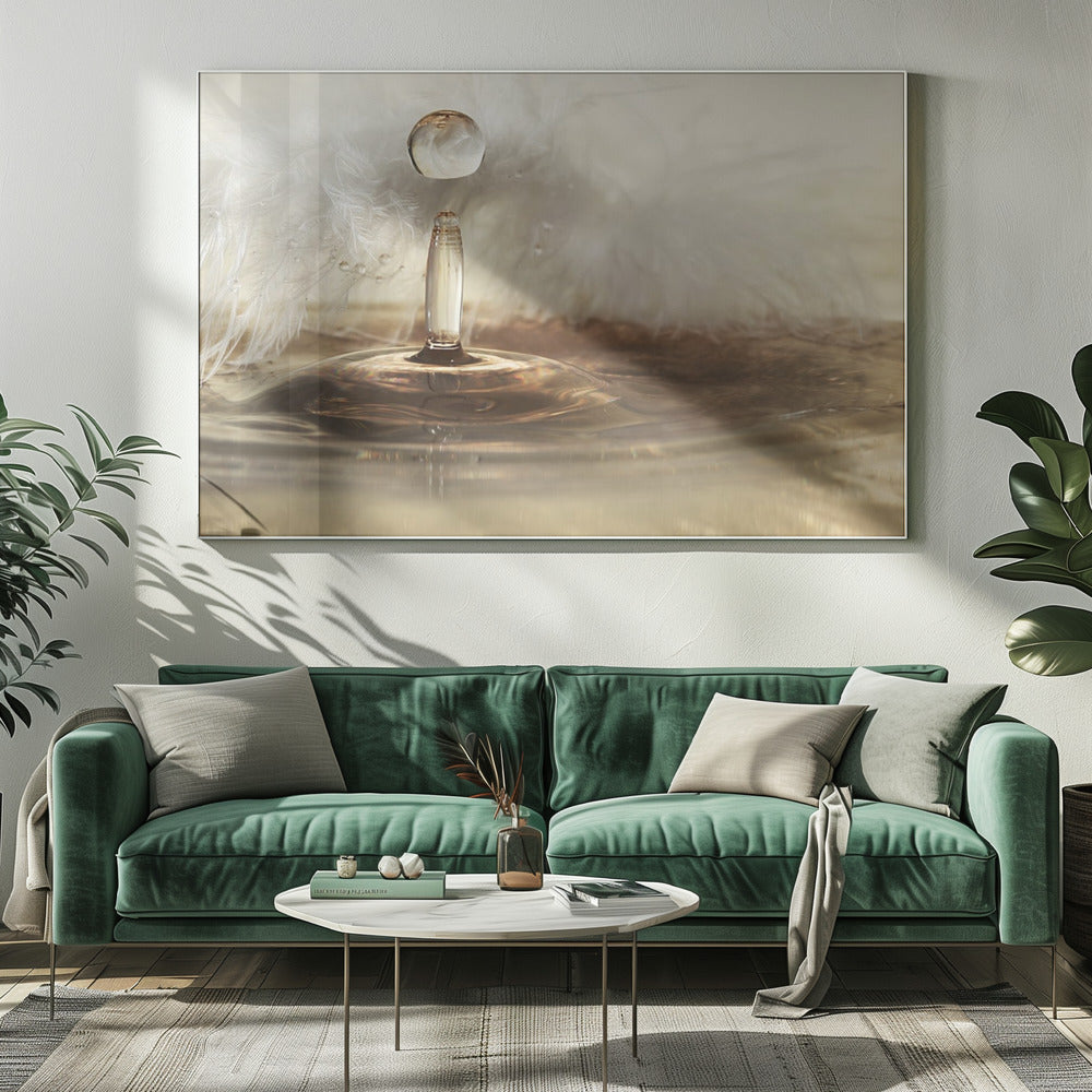 Goldene Federtropfen | Leinwand