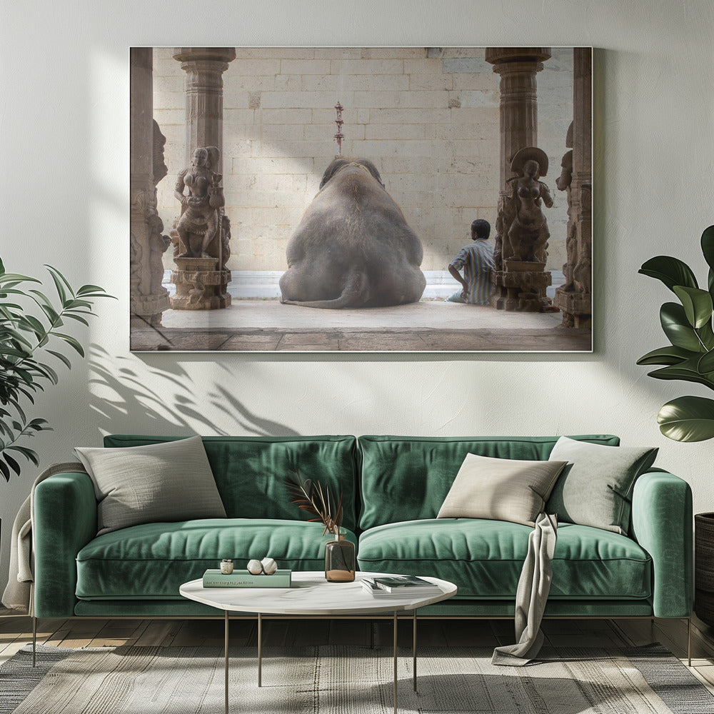 Der Elefant und sein Mahot | Leinwand