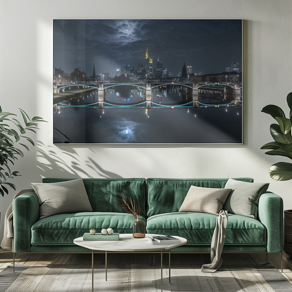 Frankfurt bei Vollmond | Leinwand