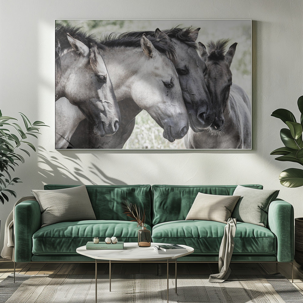 Vier Konik-Pferde | Leinwand