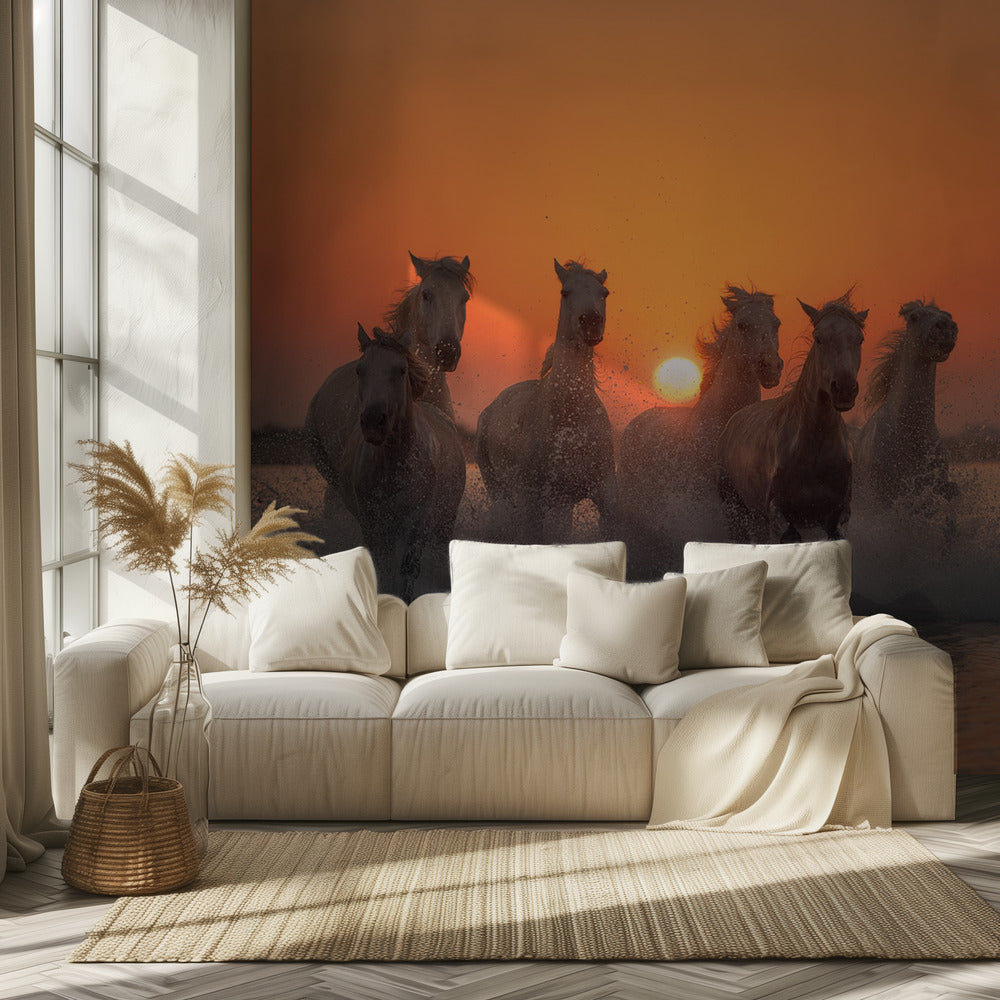 Sonnenuntergang in der Camargue | Hintergrundbild