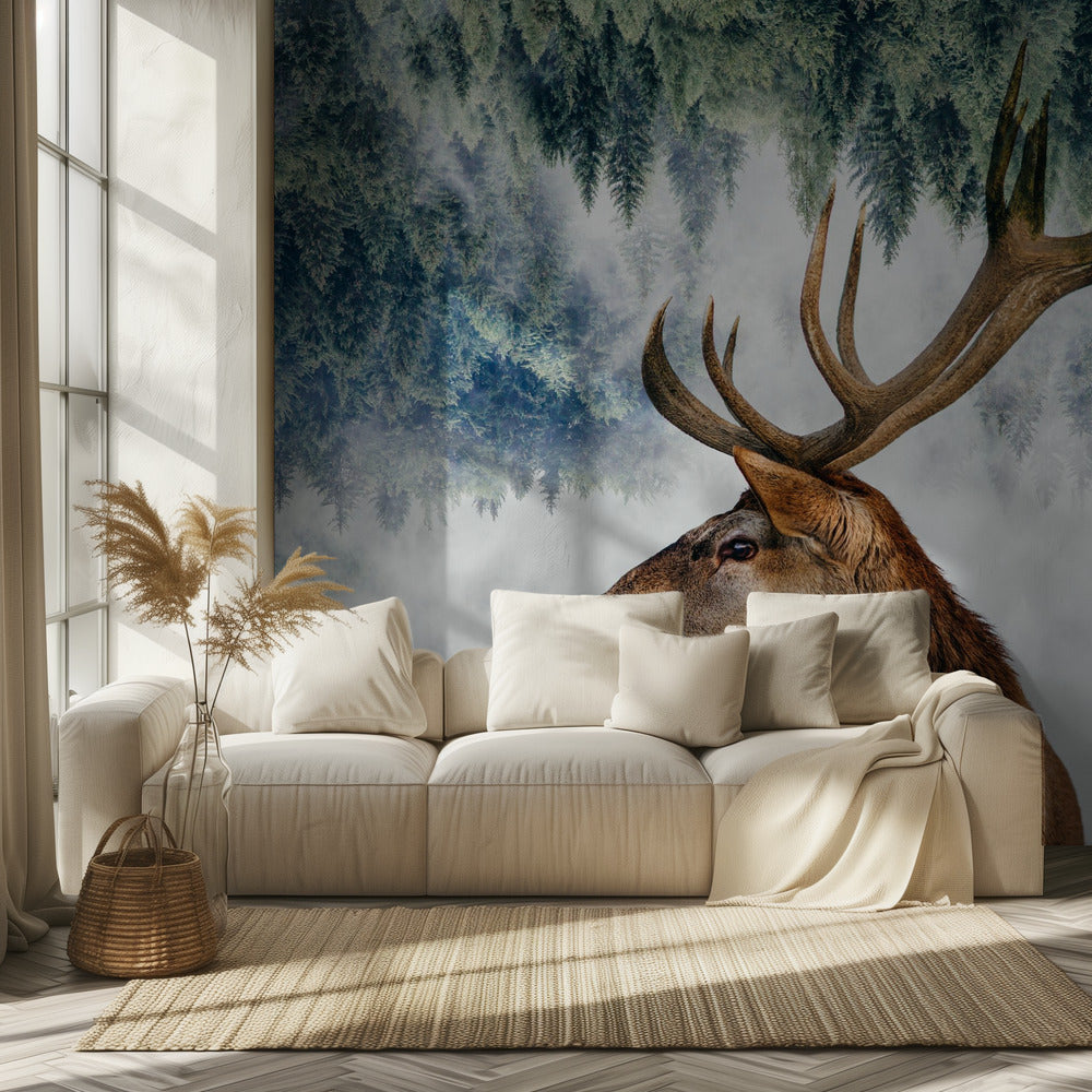 Der Hirsch und der Wald | Hintergrundbild
