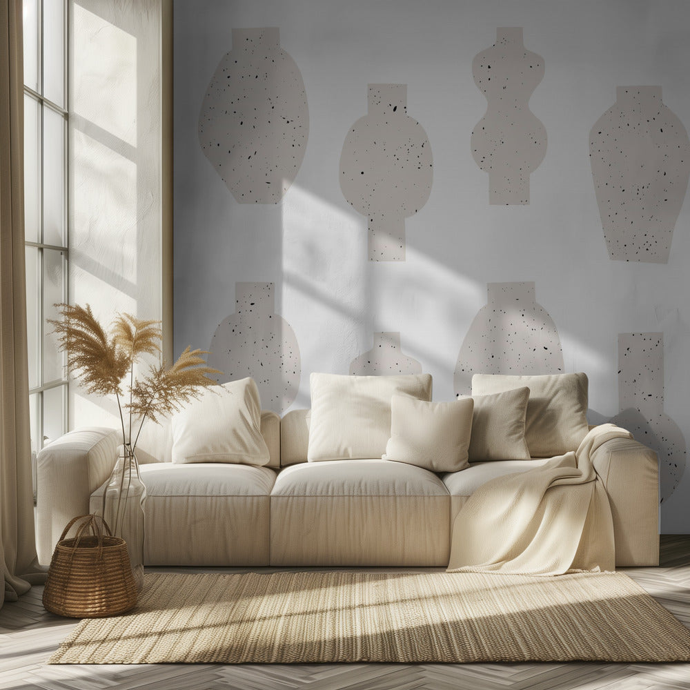 Abstrakte Vasen Beige | Tapete