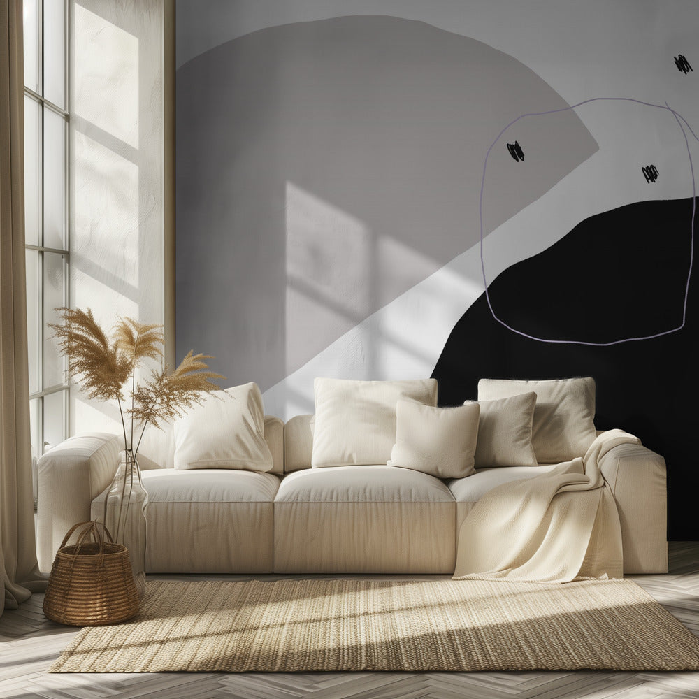 Monochrome schwarze und graue Formen | Tapete