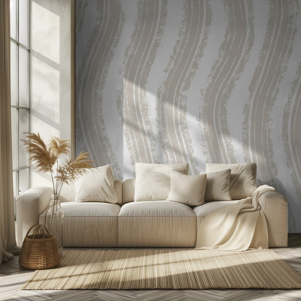 Strukturierte beige Linien mit rhythmischem Muster | Tapete