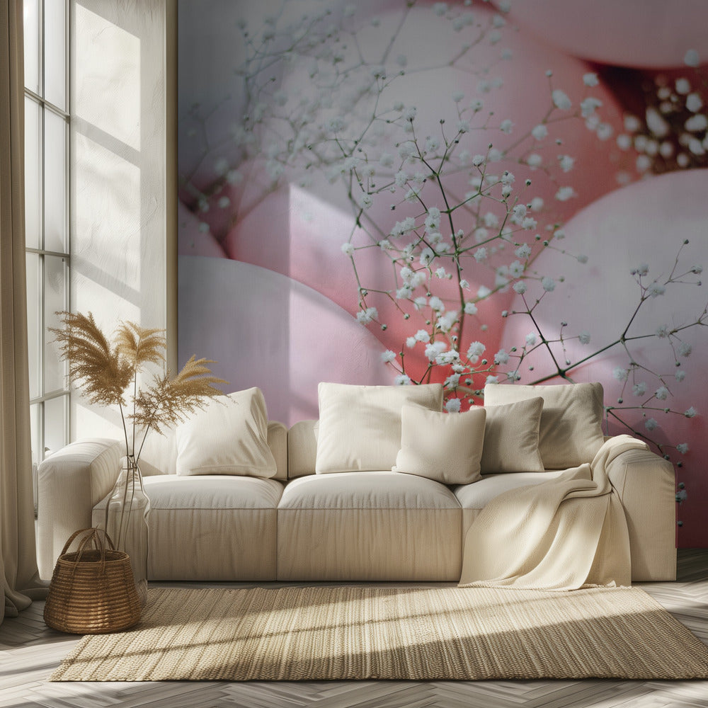 Rosa Luftballons mit Blume | Tapete