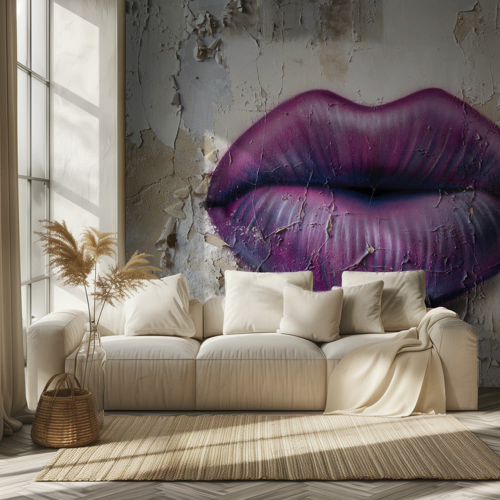 Lippen an der Wand | Tapete