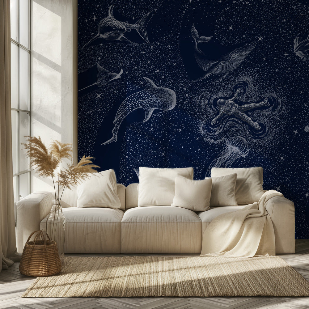 Kosmischer Ozean mit Astronaut | Hintergrundbild