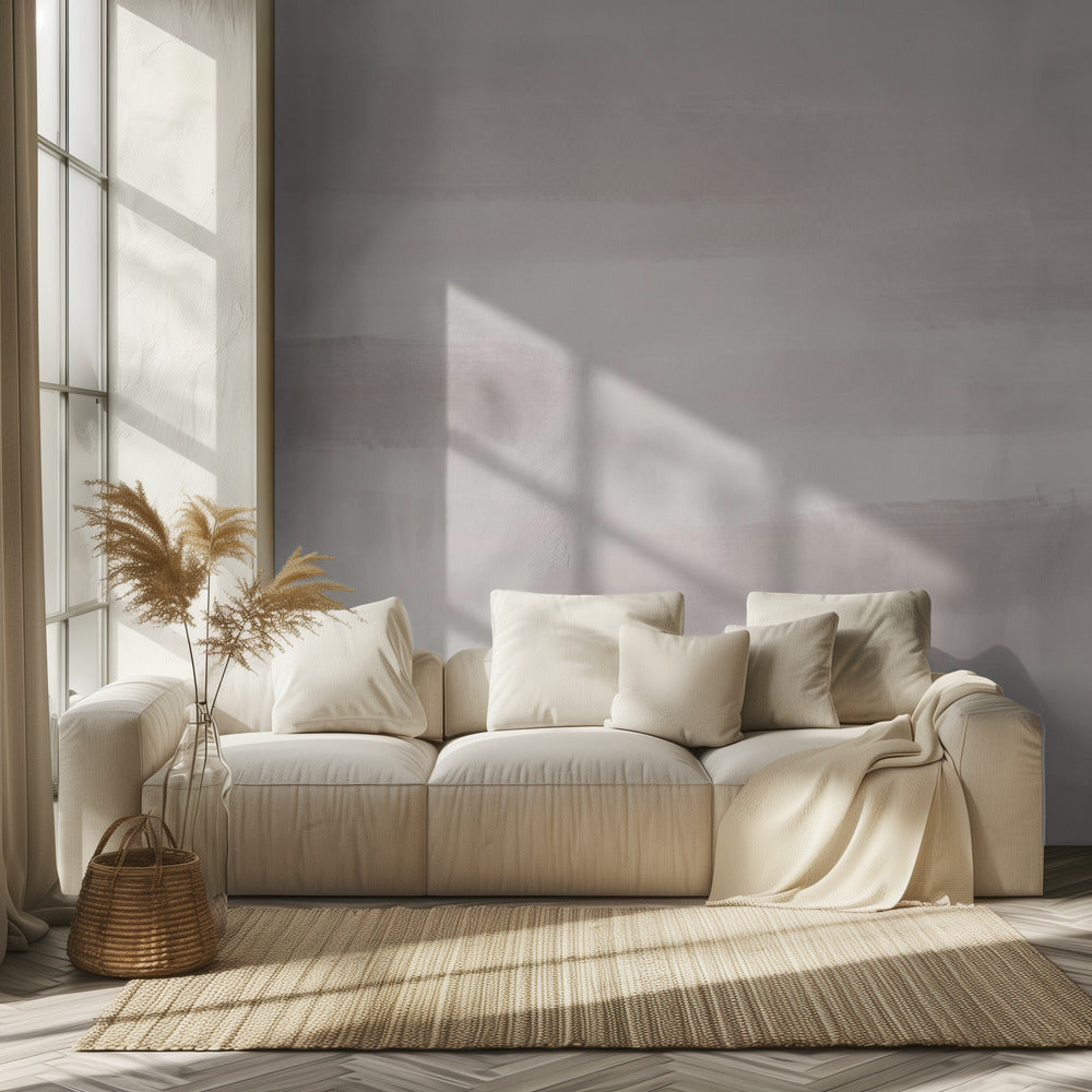 Horizontale Pinselstriche in sanftem Beige und Grau | Tapete