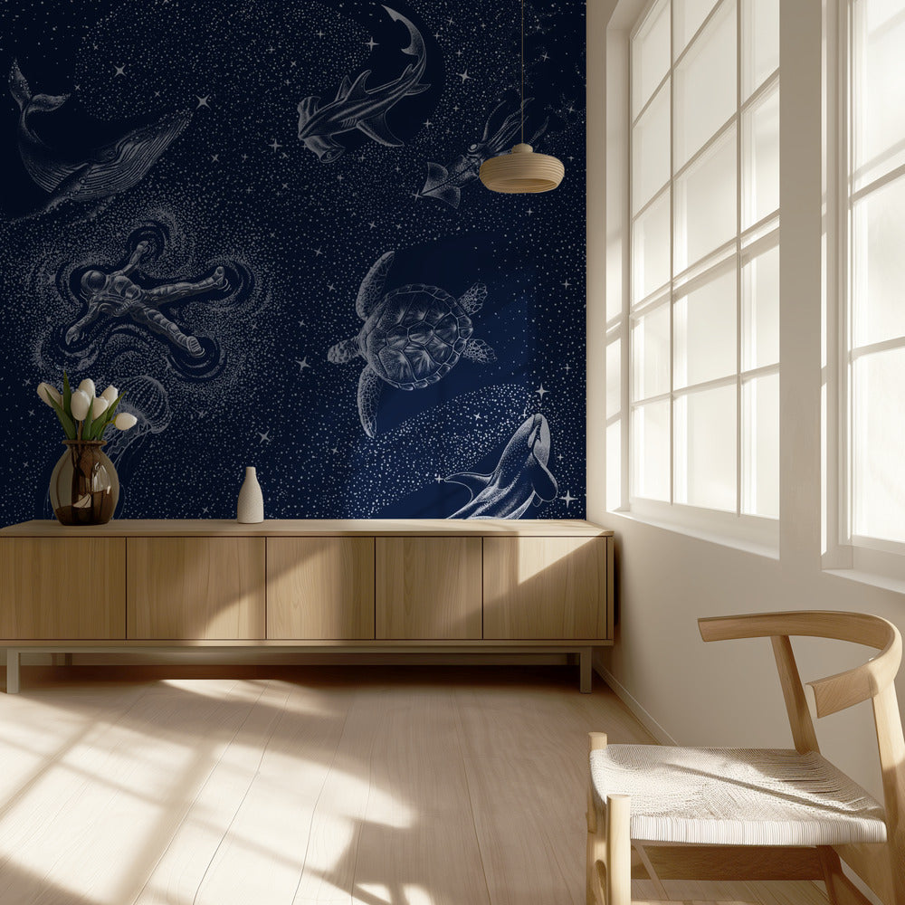 Kosmischer Ozean mit Astronaut | Hintergrundbild