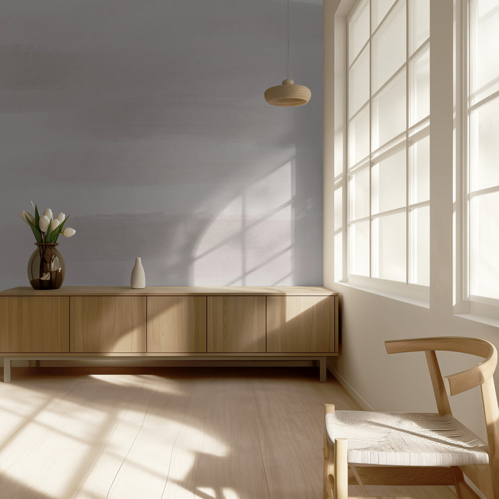 Horizontale Pinselstriche in sanftem Beige und Grau | Tapete