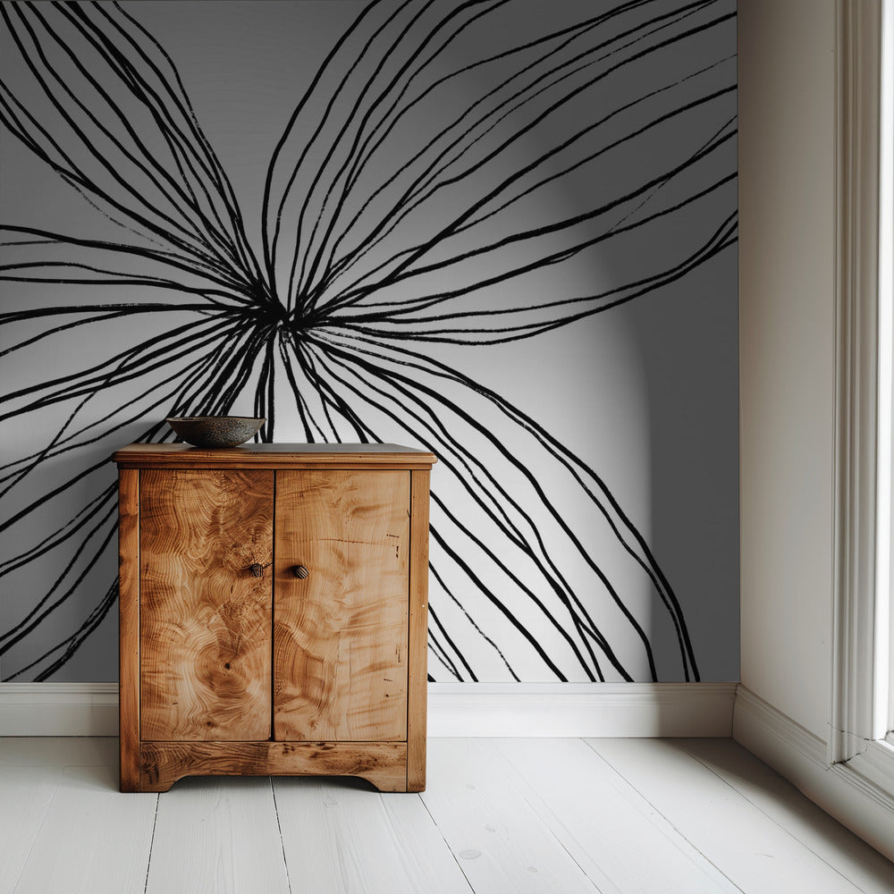 Elegante schwarz-weiße Blütenblätter | Tapete