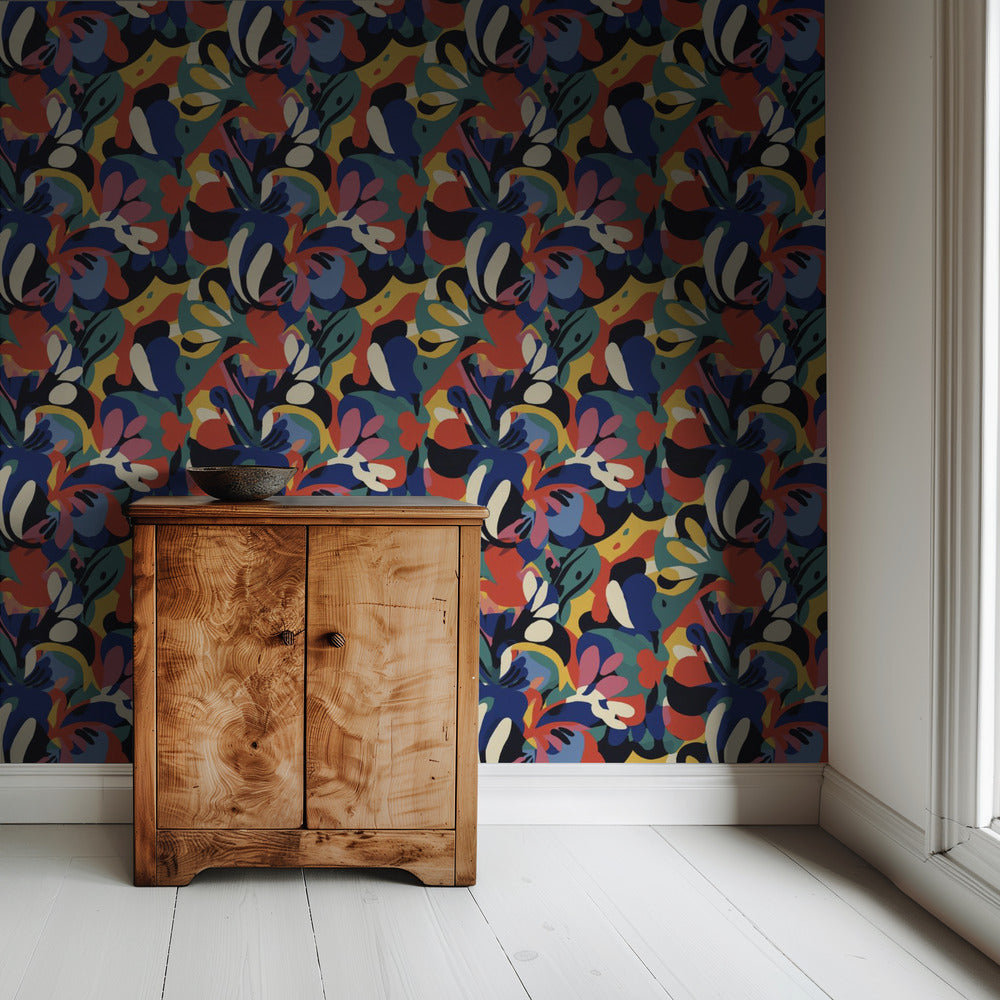 Lebendige Blumenwellen | Tapete