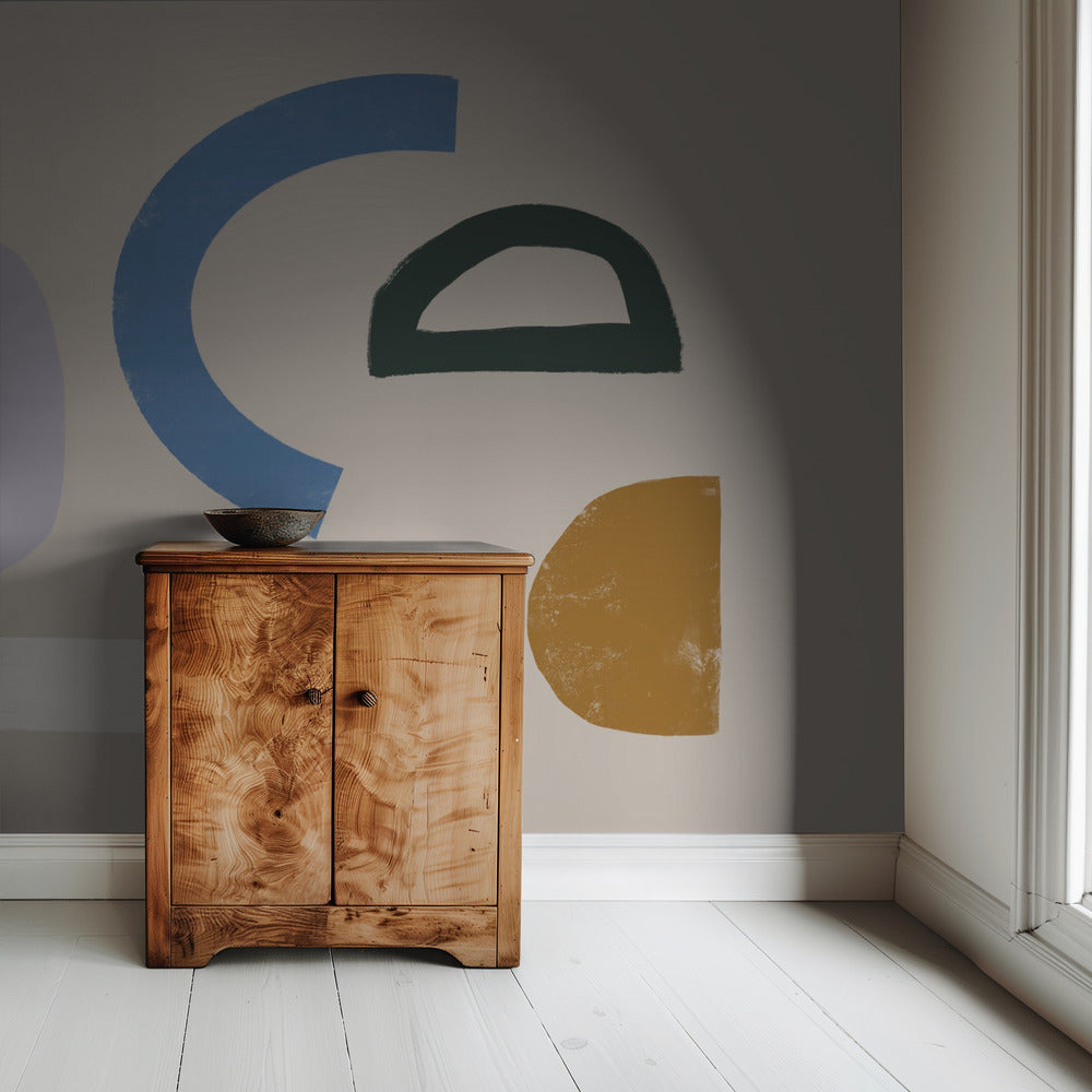 Minimalistische Formen in gedeckten Farben | Tapete