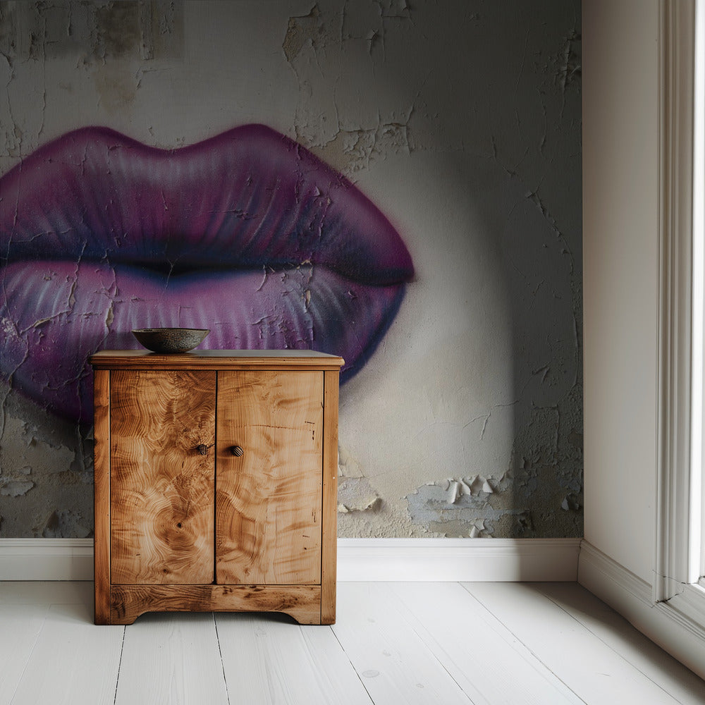 Lippen an der Wand | Tapete