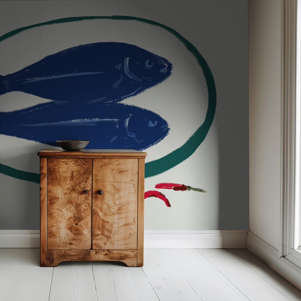 Blauer Fisch und Gewürze | Tapete