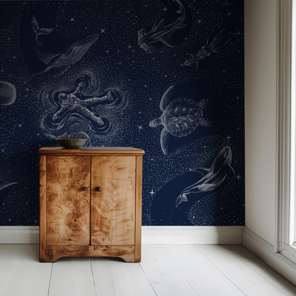 Kosmischer Ozean mit Astronaut | Hintergrundbild