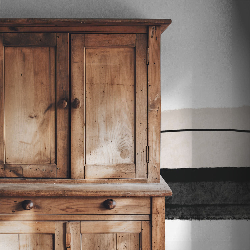 Schwarze und beige Pinselstriche | Tapete