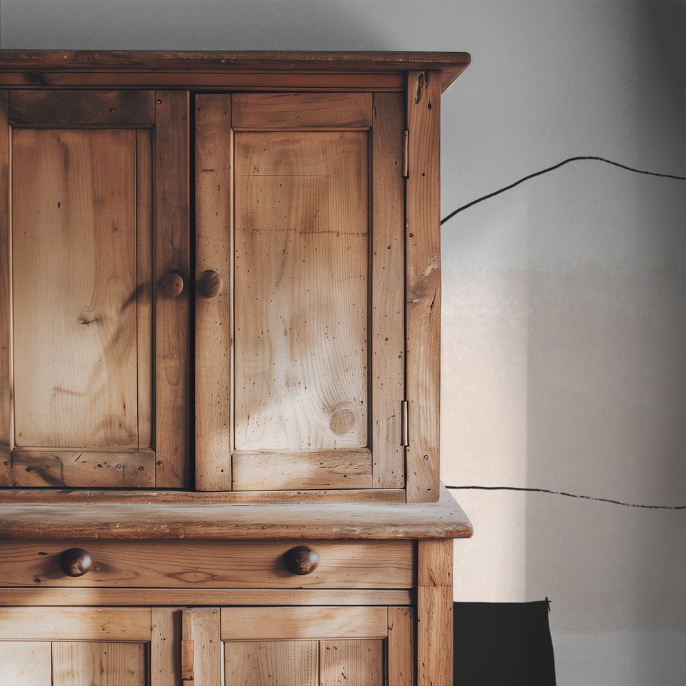 Beige Form und schwarzer Block | Tapete