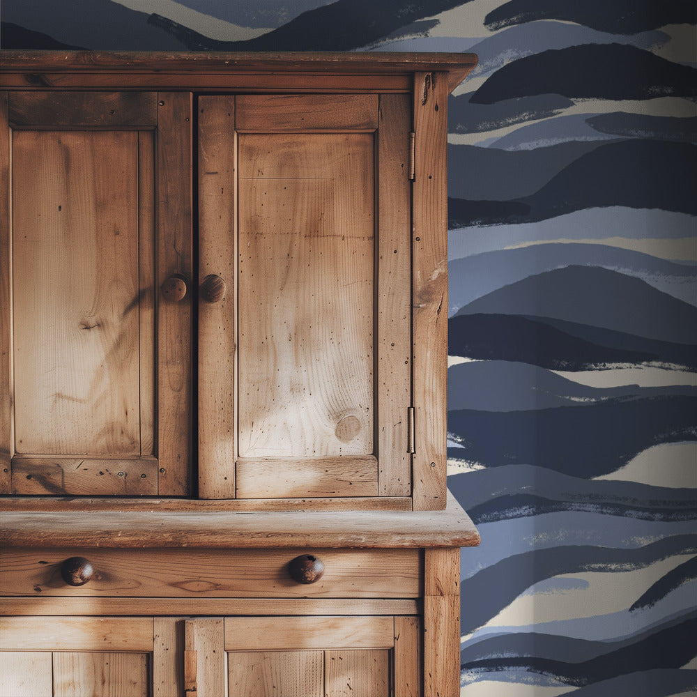 Wellen von Indigo | Tapete