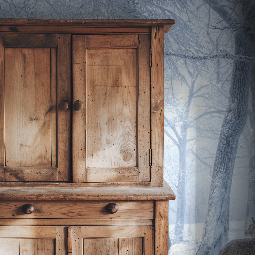 Der Sikahirsch im verschneiten Wald | Hintergrundbild