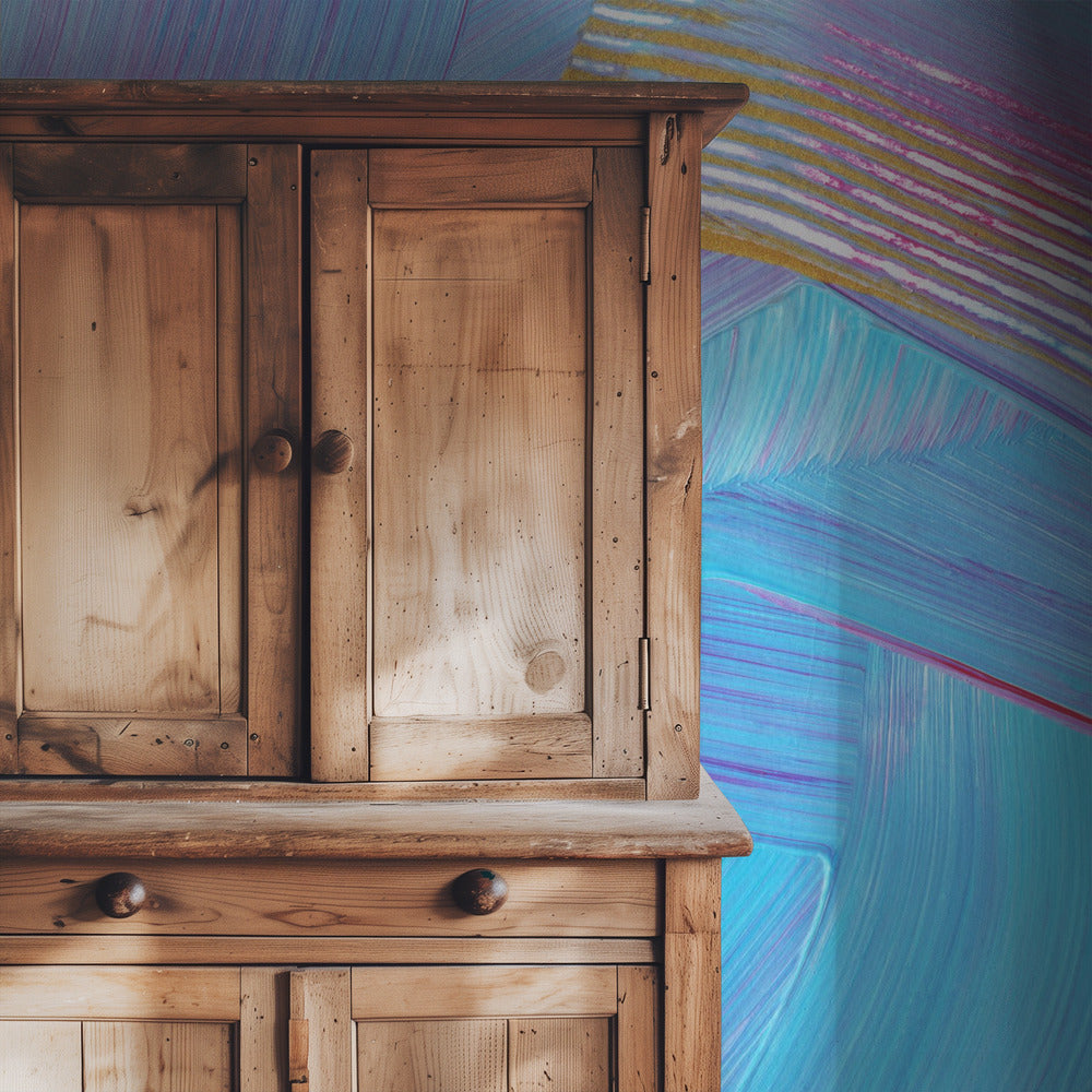 Leuchtend blaue Pinselstriche | Tapete