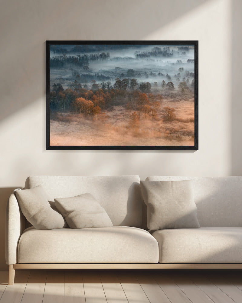 Herbstliche neblige Morgendämmerung | Leinwand