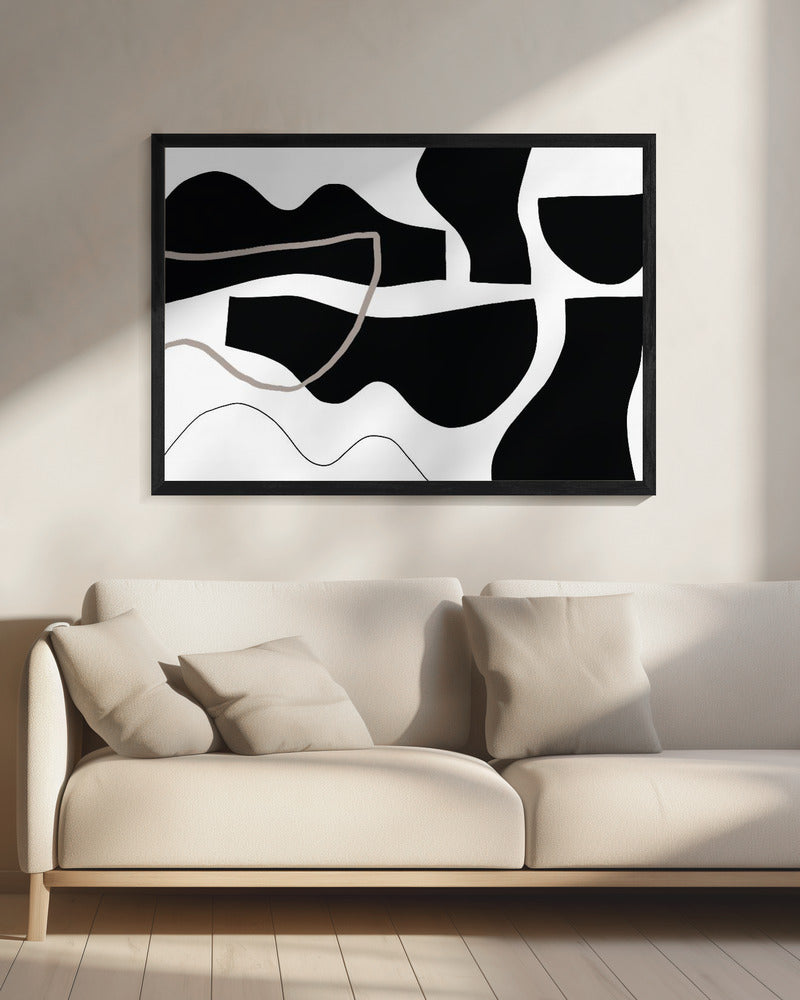 Schwarze Formen auf weißem Hintergrund | Leinwand