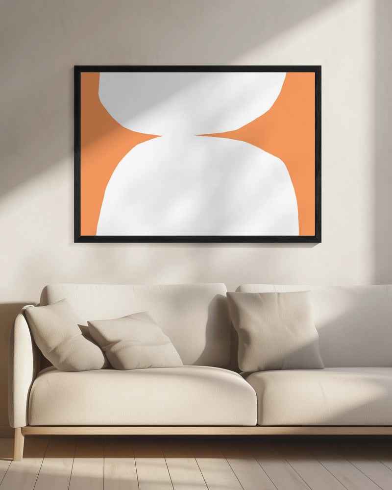 Geometrische weiße Formen auf orangefarbenem Hintergrund | Leinwand