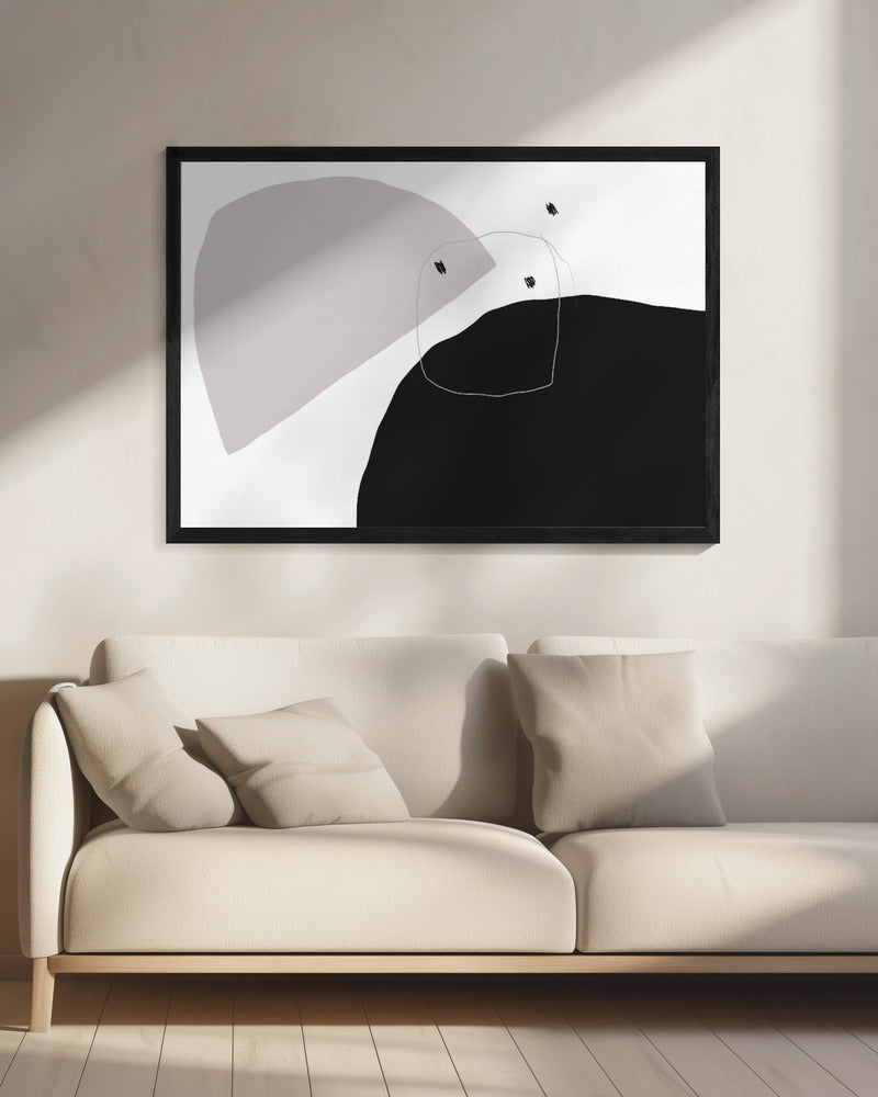Monochrome schwarze und graue Formen | Leinwand
