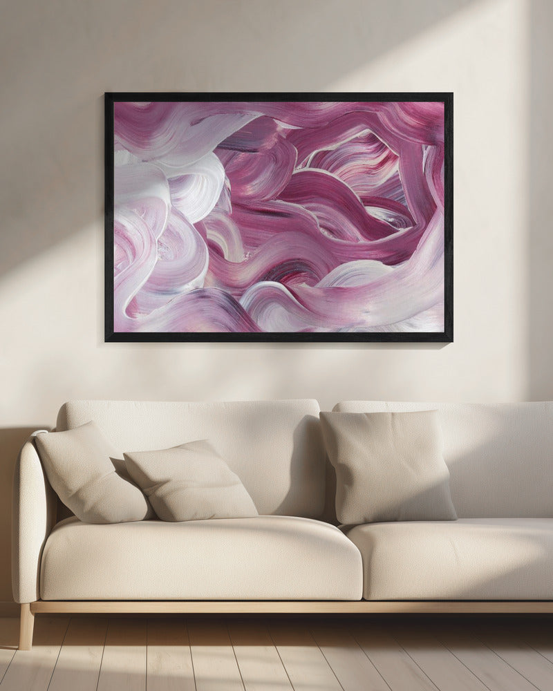 Ausdrucksstarke rosa und weiße Pinselstriche | Leinwand