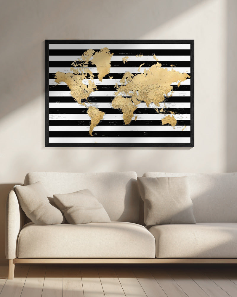 Detaillierte Weltkarte mit Städten, Harper | Leinwand