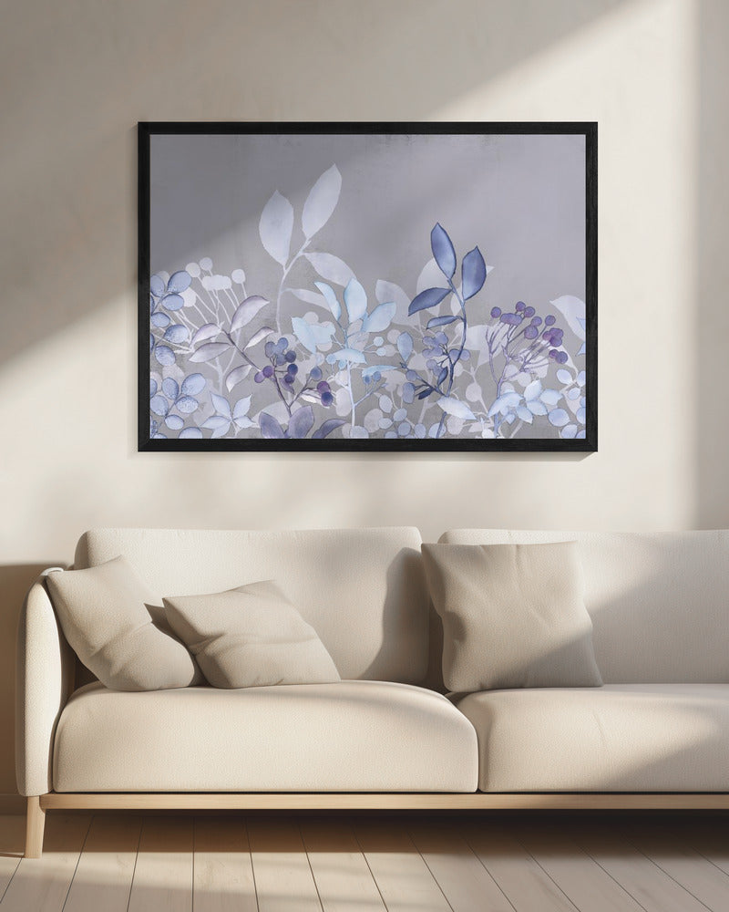Aquarell Pastell Garten Blau | Leinwand