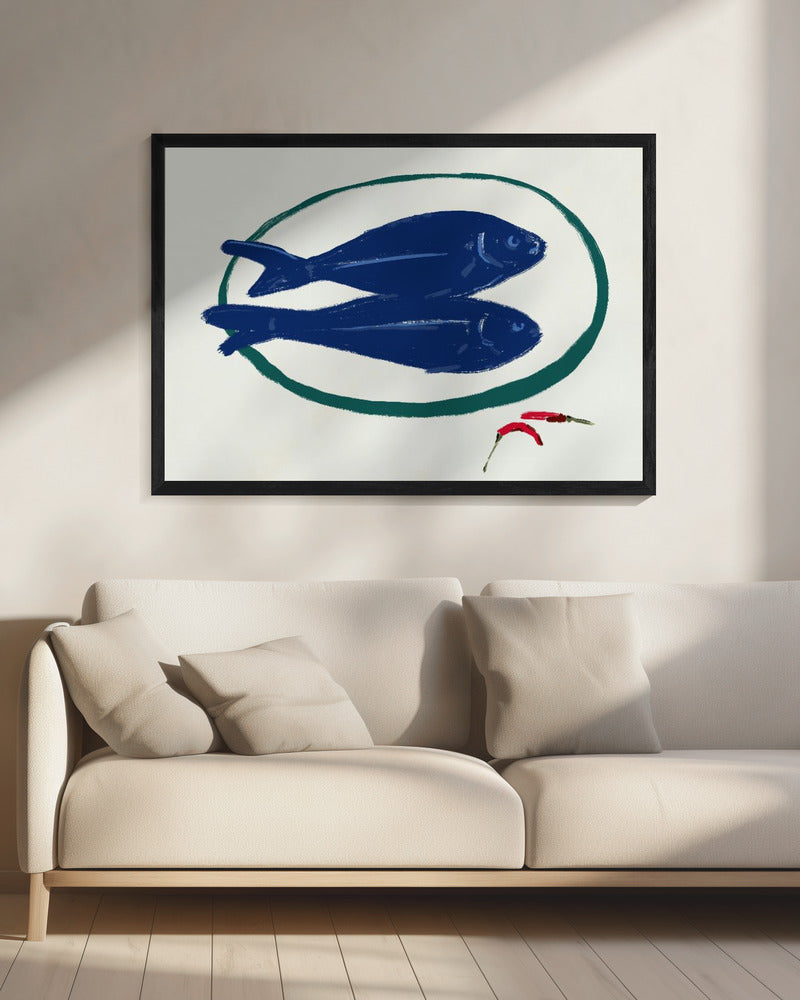 Blauer Fisch und Gewürz | Leinwand