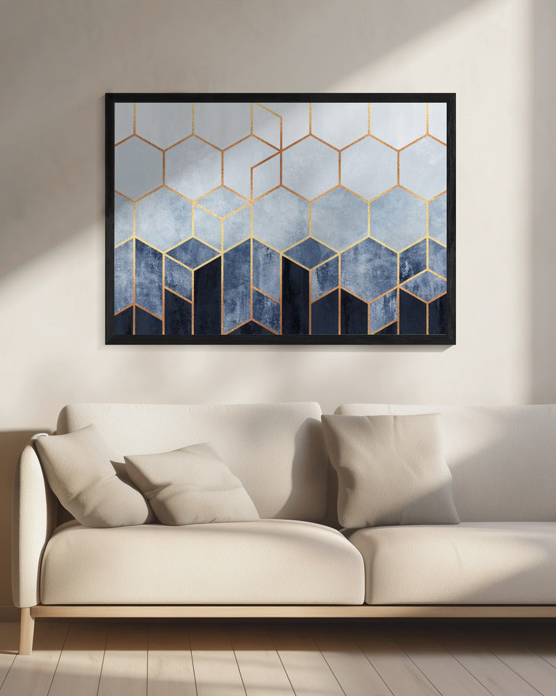 Weiche blaue Sechsecke | Leinwand