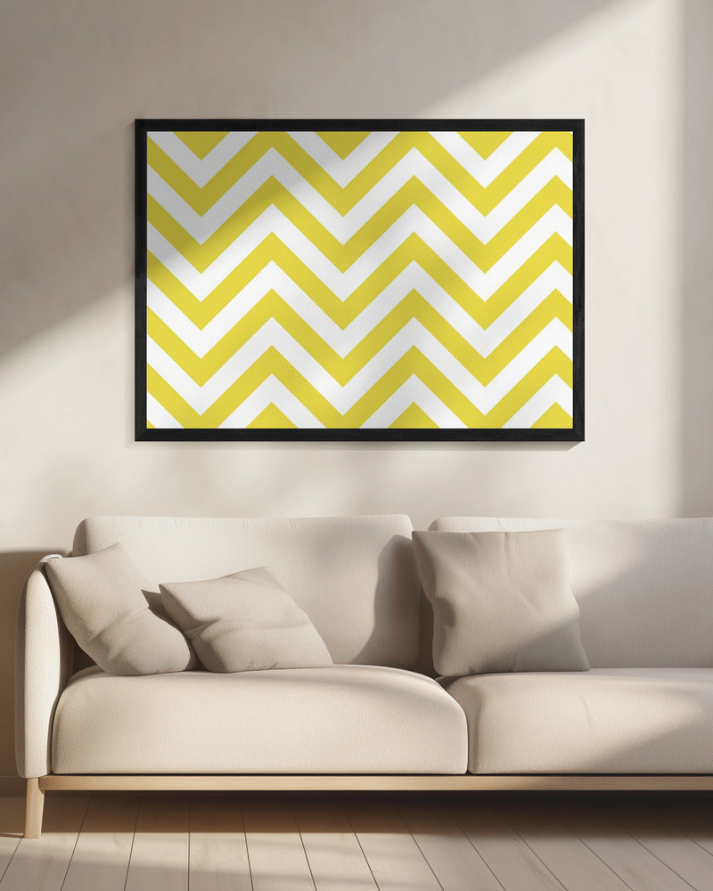 Chevron Gelb und Weiß | Leinwand