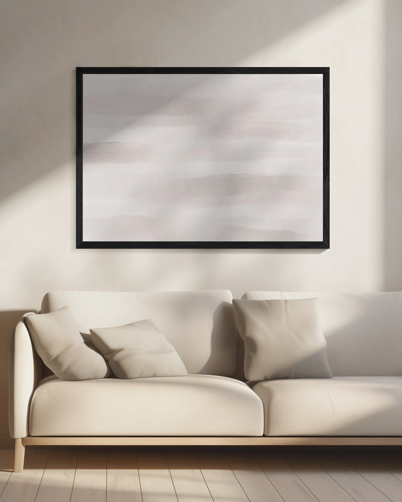 Horizontale Pinselstriche in sanften Beige- und Grautönen | Leinwand