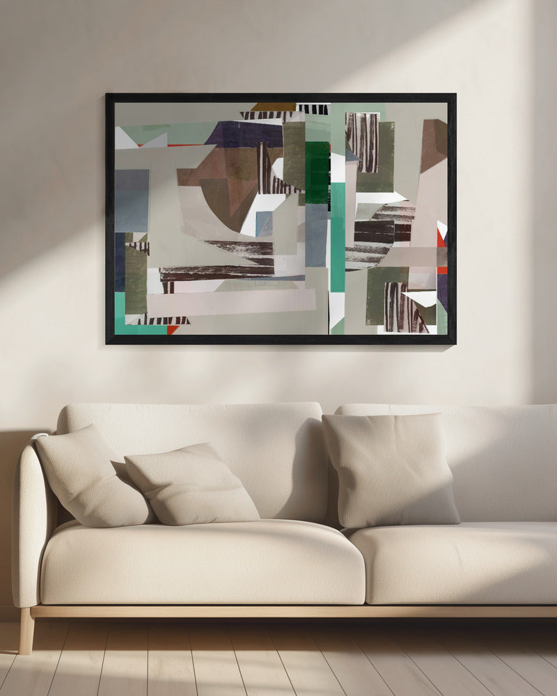 Abstraktes Hardedge-Bild in Mint- und Blautönen 4 | Leinwand