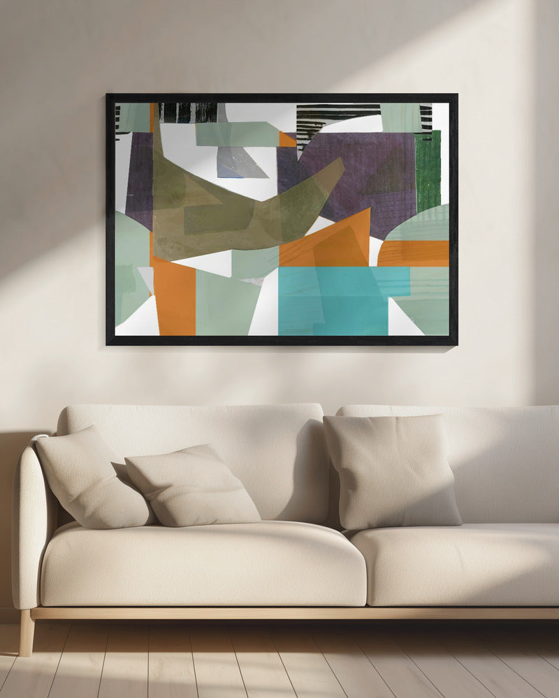Orange Green and Blue Hues Abstract Hardedge 1 | Canvas