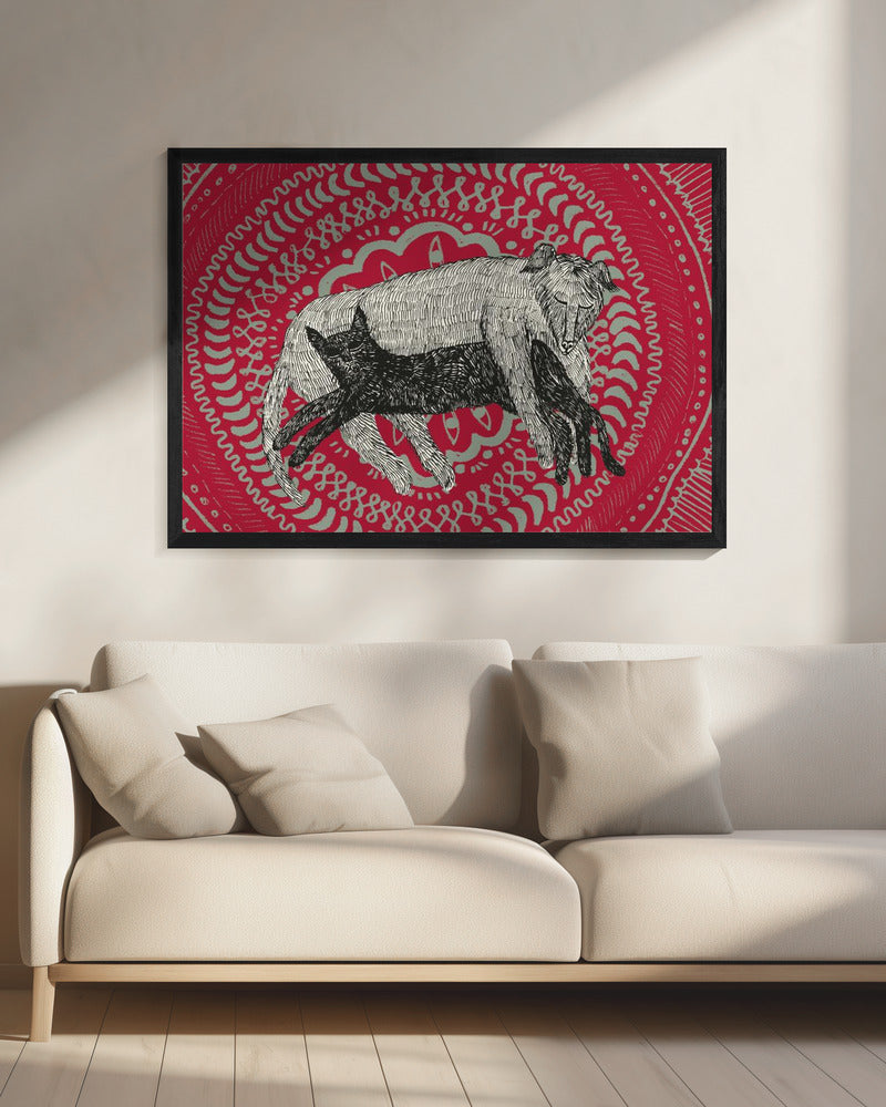 Die Katze und der Hund | Leinwand