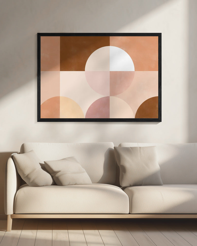 Geometrische Kreise und Quadrate in Erdtönen | Leinwand