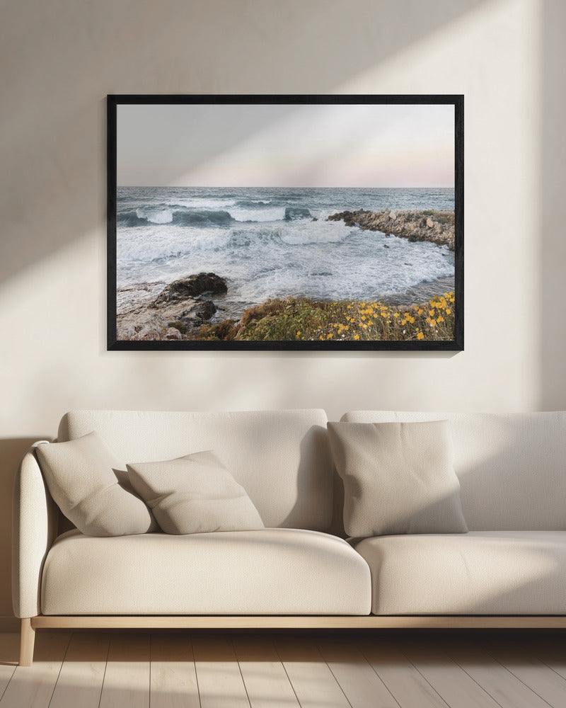 Meereslandschaft und Mohnblumen | Leinwand