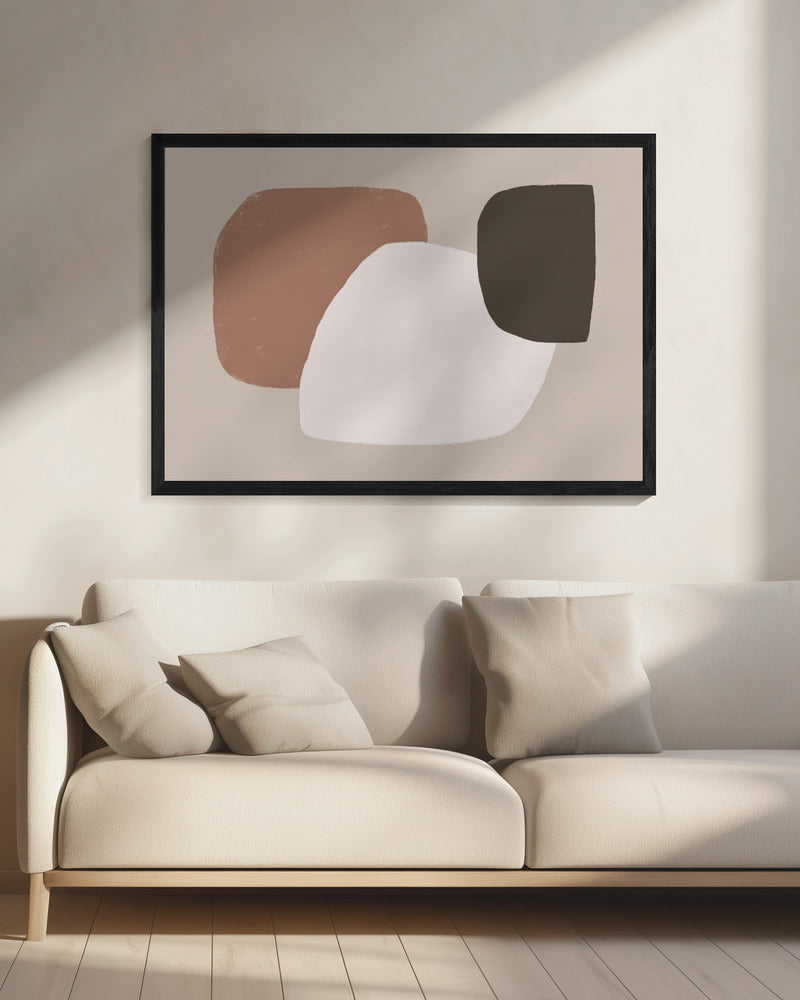 Geometrische Formen in Braun, Weiß und Schwarz | Leinwand
