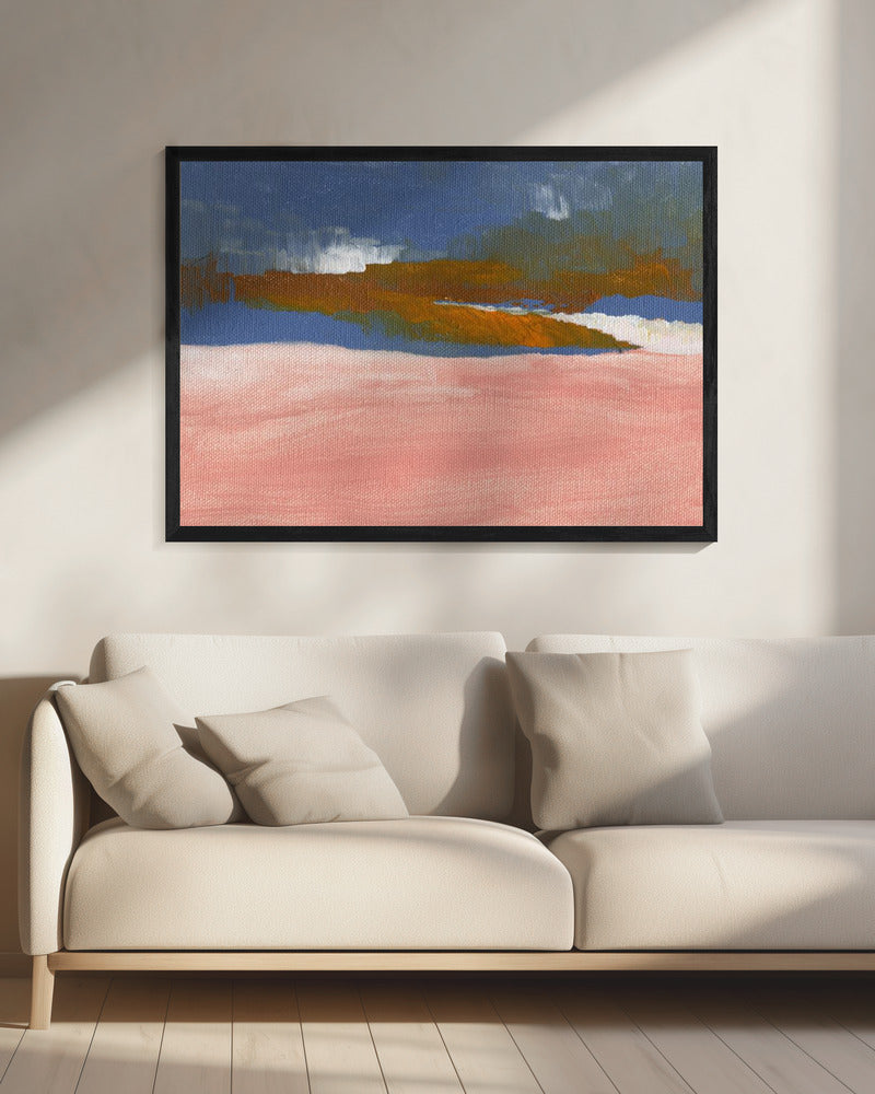 Zartrosa, Blau und Braun | Leinwand