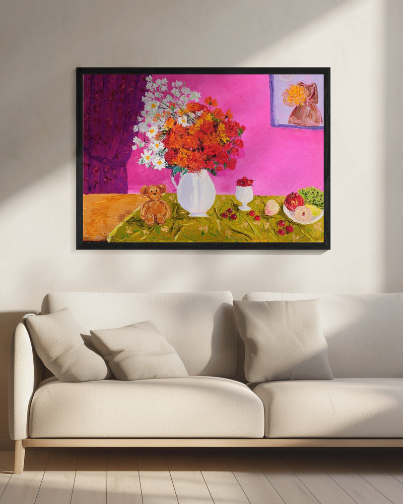 Vase mit leuchtenden Blumen | Leinwand