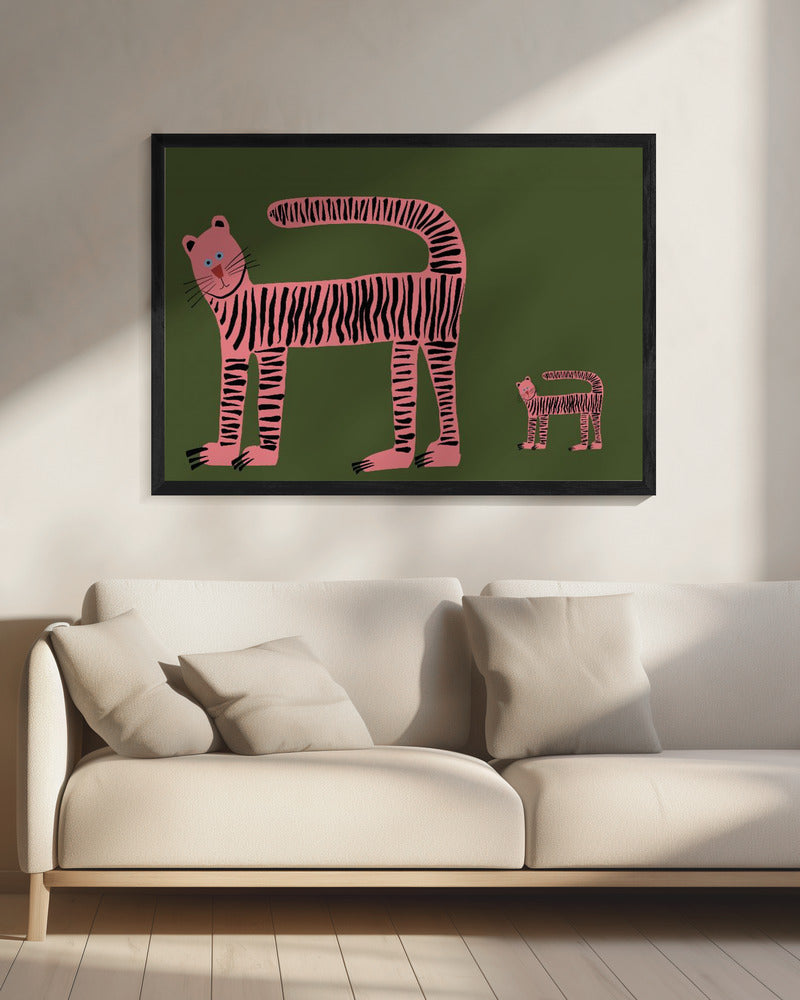 Tigerkatze und Jungtier | Leinwand