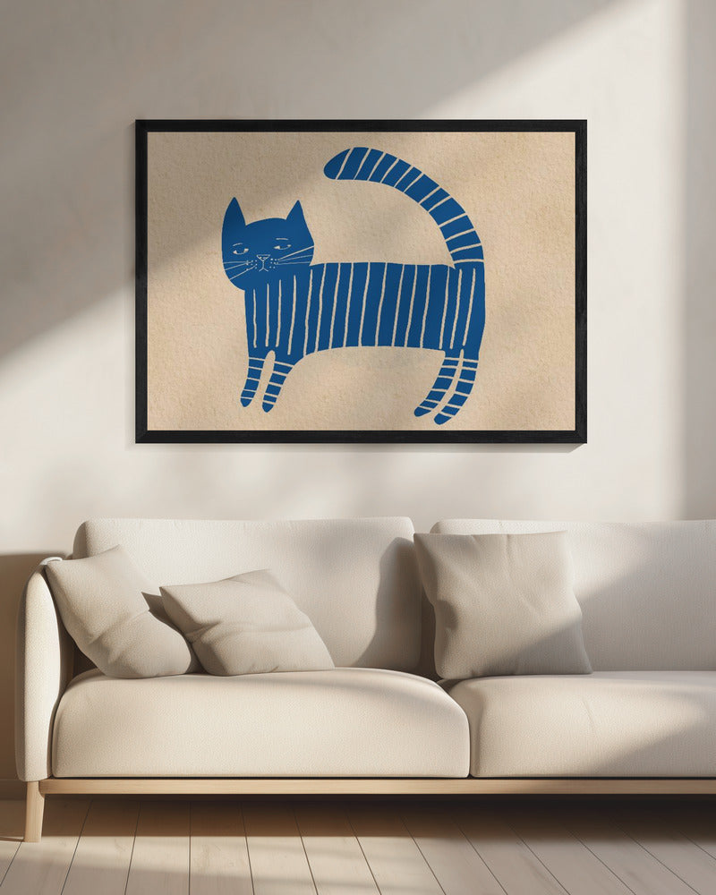 Blaues Katzen-Kinderzimmer | Leinwand