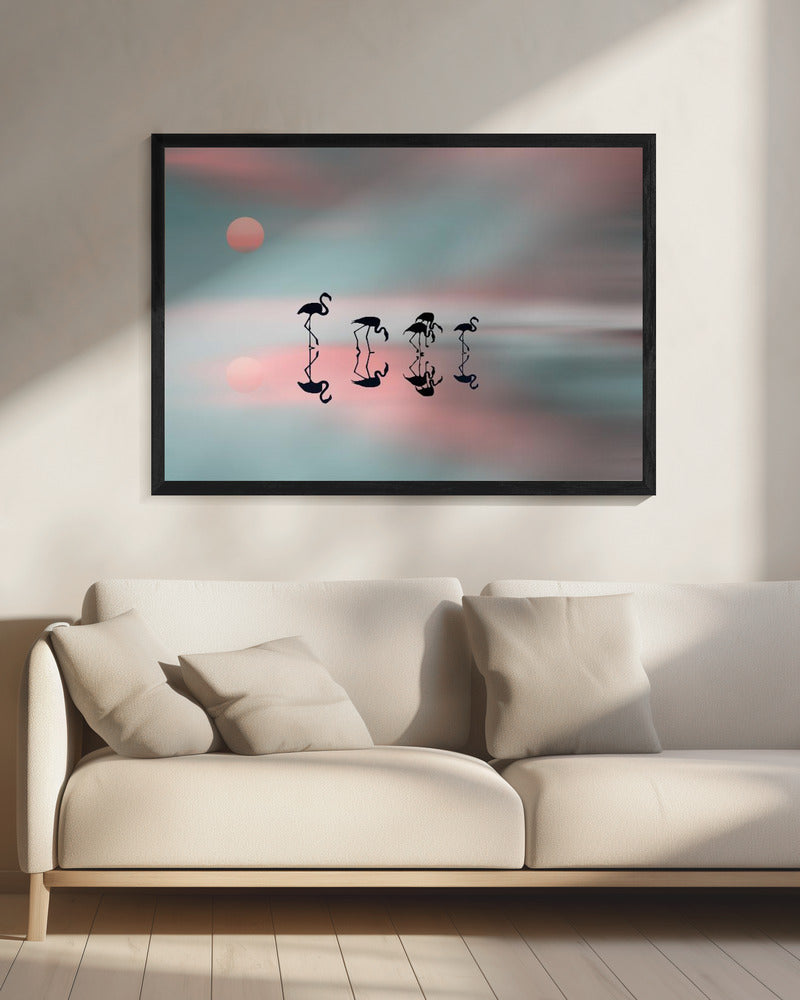 Flamingos-Familie. | Leinwand