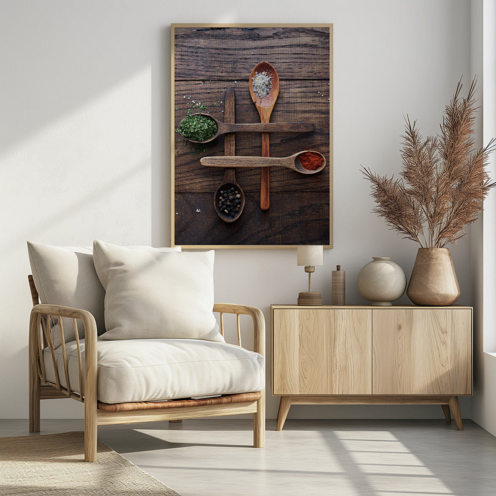 Wooden Spoons With Colorful Spices | Poster